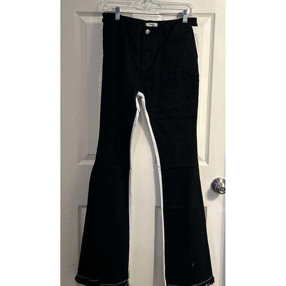 NWT Hope Horizon Black and White High Rise Flare Jeans Size M